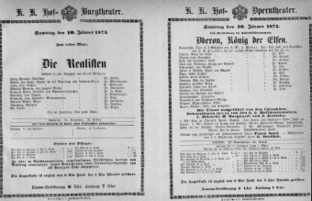 Theaterzettel (Oper und Burgtheater in Wien) 18740110 Seite: 1