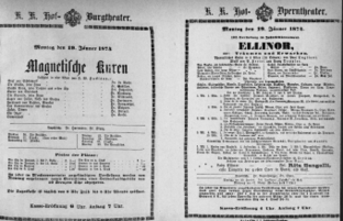 Theaterzettel (Oper und Burgtheater in Wien) 18740119 Seite: 1