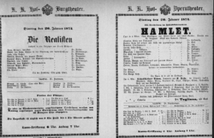 Theaterzettel (Oper und Burgtheater in Wien) 18740120 Seite: 1