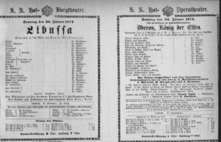 Theaterzettel (Oper und Burgtheater in Wien) 18740125 Seite: 1