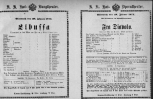 Theaterzettel (Oper und Burgtheater in Wien) 18740128 Seite: 1