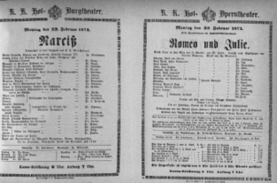 Theaterzettel (Oper und Burgtheater in Wien) 18740223 Seite: 1