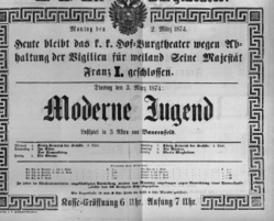 Theaterzettel (Oper und Burgtheater in Wien) 18740302 Seite: 1