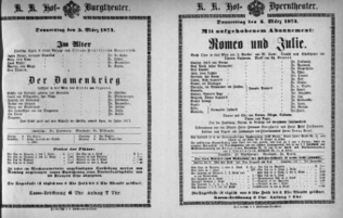 Theaterzettel (Oper und Burgtheater in Wien) 18740305 Seite: 1