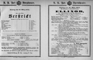 Theaterzettel (Oper und Burgtheater in Wien) 18740317 Seite: 1