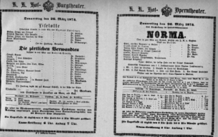 Theaterzettel (Oper und Burgtheater in Wien) 18740326 Seite: 1