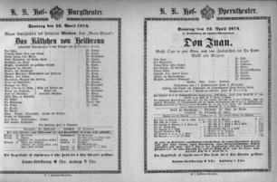 Theaterzettel (Oper und Burgtheater in Wien) 18740412 Seite: 1