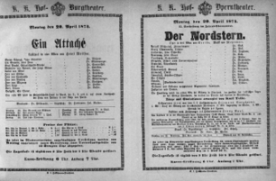 Theaterzettel (Oper und Burgtheater in Wien) 18740420 Seite: 1