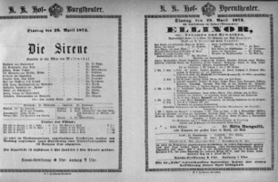 Theaterzettel (Oper und Burgtheater in Wien) 18740428 Seite: 1
