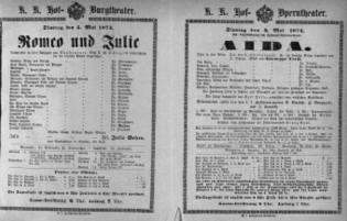 Theaterzettel (Oper und Burgtheater in Wien) 18740505 Seite: 1