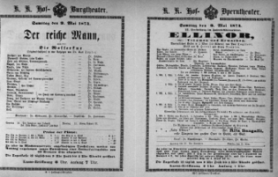 Theaterzettel (Oper und Burgtheater in Wien) 18740509 Seite: 1
