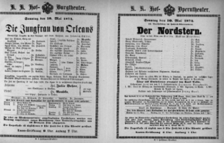 Theaterzettel (Oper und Burgtheater in Wien) 18740510 Seite: 1