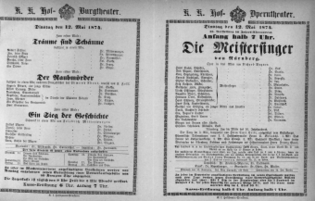 Theaterzettel (Oper und Burgtheater in Wien) 18740512 Seite: 1