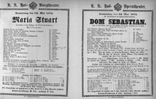 Theaterzettel (Oper und Burgtheater in Wien) 18740514 Seite: 1