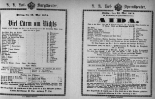 Theaterzettel (Oper und Burgtheater in Wien) 18740515 Seite: 1