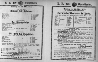 Theaterzettel (Oper und Burgtheater in Wien) 18740516 Seite: 1