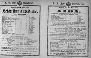 Theaterzettel (Oper und Burgtheater in Wien) 18740518 Seite: 1