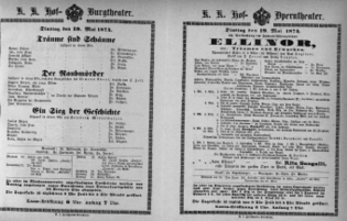 Theaterzettel (Oper und Burgtheater in Wien) 18740519 Seite: 1