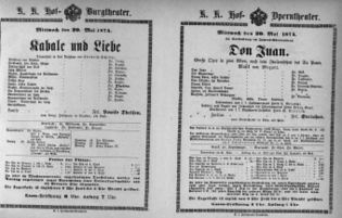 Theaterzettel (Oper und Burgtheater in Wien) 18740520 Seite: 1