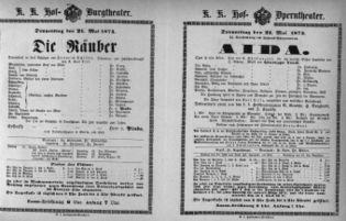 Theaterzettel (Oper und Burgtheater in Wien) 18740521 Seite: 1