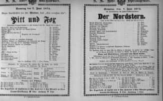 Theaterzettel (Oper und Burgtheater in Wien) 18740607 Seite: 1