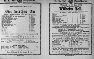 Theaterzettel (Oper und Burgtheater in Wien) 18740610 Seite: 1
