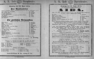 Theaterzettel (Oper und Burgtheater in Wien) 18740614 Seite: 1