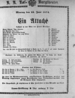 Theaterzettel (Oper und Burgtheater in Wien) 18740615 Seite: 1