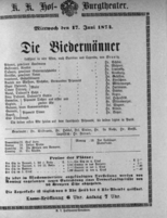 Theaterzettel (Oper und Burgtheater in Wien) 18740617 Seite: 1