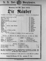 Theaterzettel (Oper und Burgtheater in Wien) 18740621 Seite: 1
