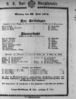 Theaterzettel (Oper und Burgtheater in Wien) 18740622 Seite: 1