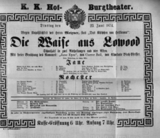 Theaterzettel (Oper und Burgtheater in Wien) 18740623 Seite: 1