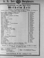 Theaterzettel (Oper und Burgtheater in Wien) 18740625 Seite: 1