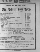 Theaterzettel (Oper und Burgtheater in Wien) 18740629 Seite: 1