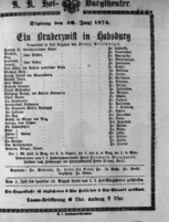 Theaterzettel (Oper und Burgtheater in Wien) 18740630 Seite: 1