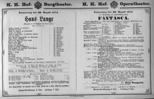 Theaterzettel (Oper und Burgtheater in Wien) 18740820 Seite: 1