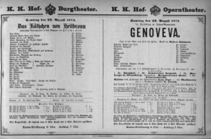 Theaterzettel (Oper und Burgtheater in Wien) 18740822 Seite: 1