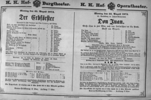 Theaterzettel (Oper und Burgtheater in Wien) 18740831 Seite: 1