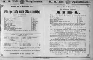 Theaterzettel (Oper und Burgtheater in Wien) 18740901 Seite: 1