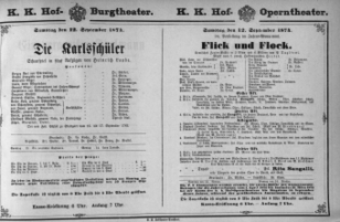 Theaterzettel (Oper und Burgtheater in Wien) 18740912 Seite: 1