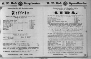 Theaterzettel (Oper und Burgtheater in Wien) 18740917 Seite: 1