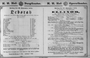 Theaterzettel (Oper und Burgtheater in Wien) 18740918 Seite: 1