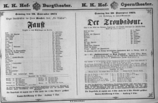 Theaterzettel (Oper und Burgtheater in Wien) 18740920 Seite: 1