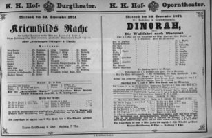 Theaterzettel (Oper und Burgtheater in Wien) 18740930 Seite: 1