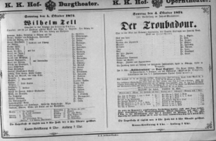 Theaterzettel (Oper und Burgtheater in Wien) 18741004 Seite: 1