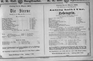 Theaterzettel (Oper und Burgtheater in Wien) 18741006 Seite: 1
