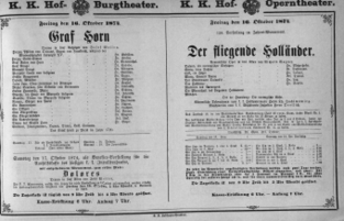 Theaterzettel (Oper und Burgtheater in Wien) 18741016 Seite: 1