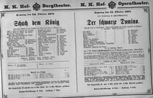 Theaterzettel (Oper und Burgtheater in Wien) 18741024 Seite: 1