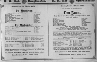 Theaterzettel (Oper und Burgtheater in Wien) 18741025 Seite: 1