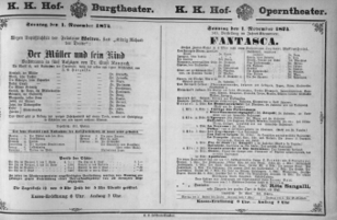 Theaterzettel (Oper und Burgtheater in Wien) 18741101 Seite: 1